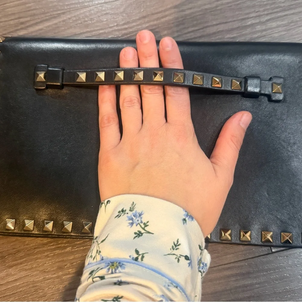 Valentino Rockstud Leather Clutch with Gold Accents - Picture 3 of 9